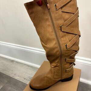 NEW in Box – Syktkmx Women’s Strappy Motorcycle Boots, Khaki, Size 6